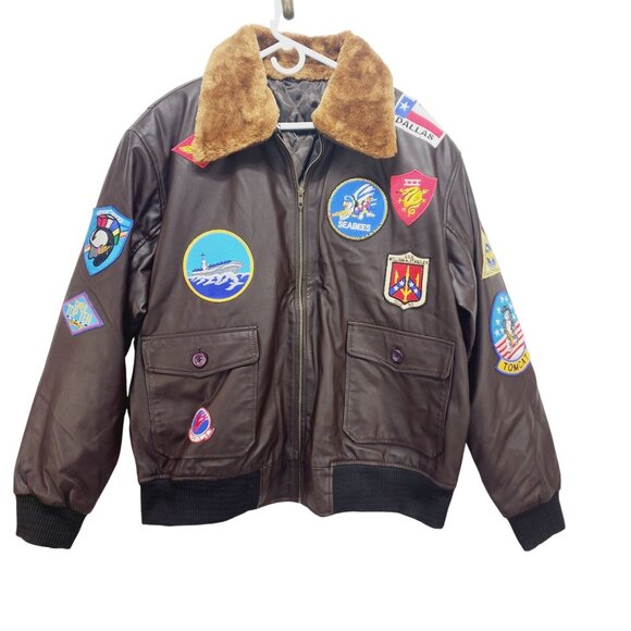 Tom Cruise Top Gun Jacket Pete Maverick G1 Men Fur Leather Flight Bomber SZ XL